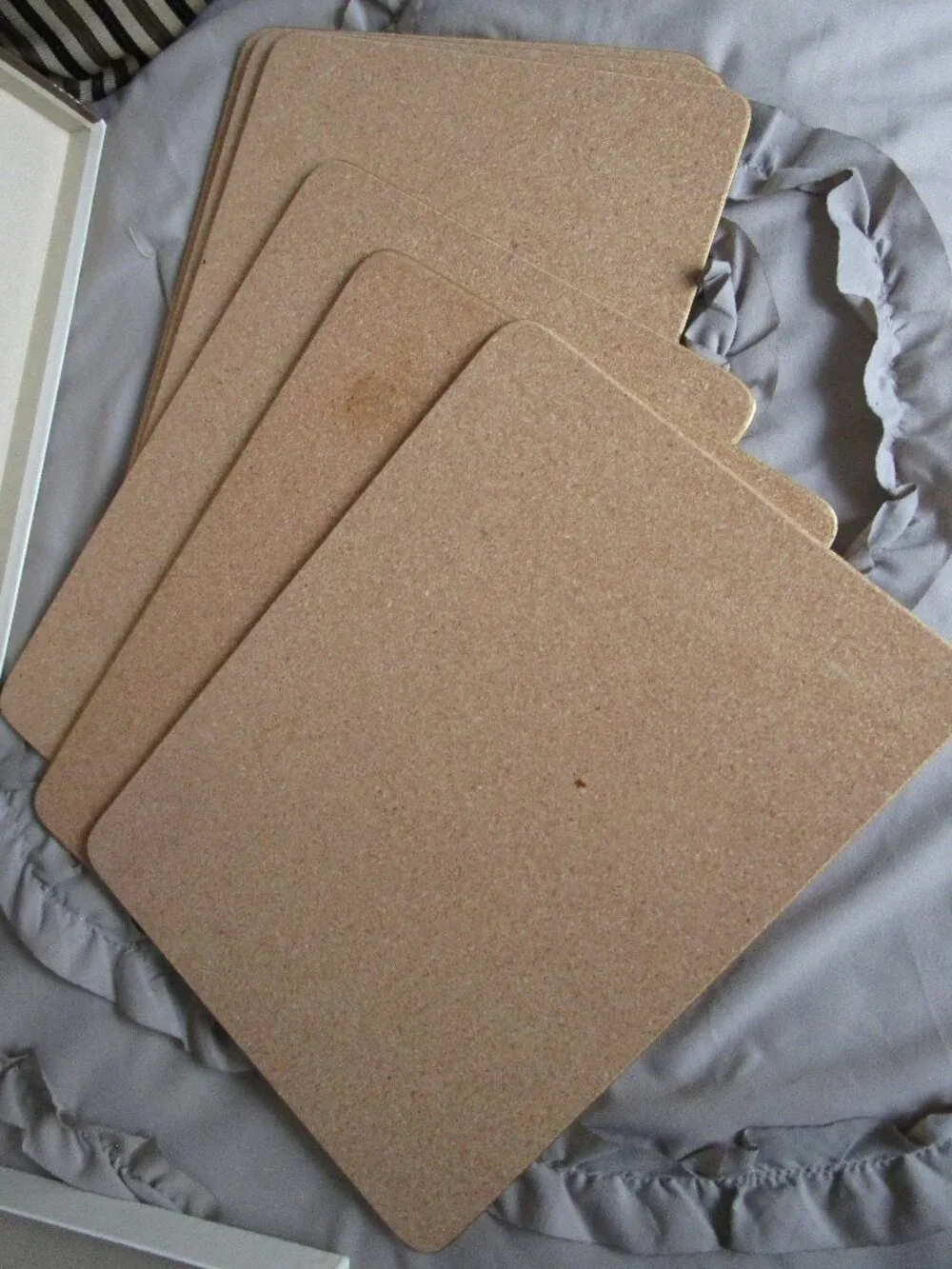 set of 6 vintage cork board table mats